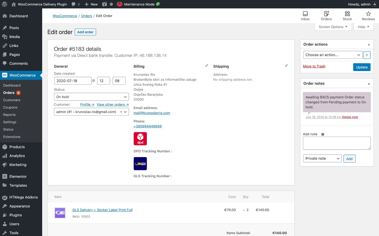 Screenshot of WooCommerce Delivery Plugin 2